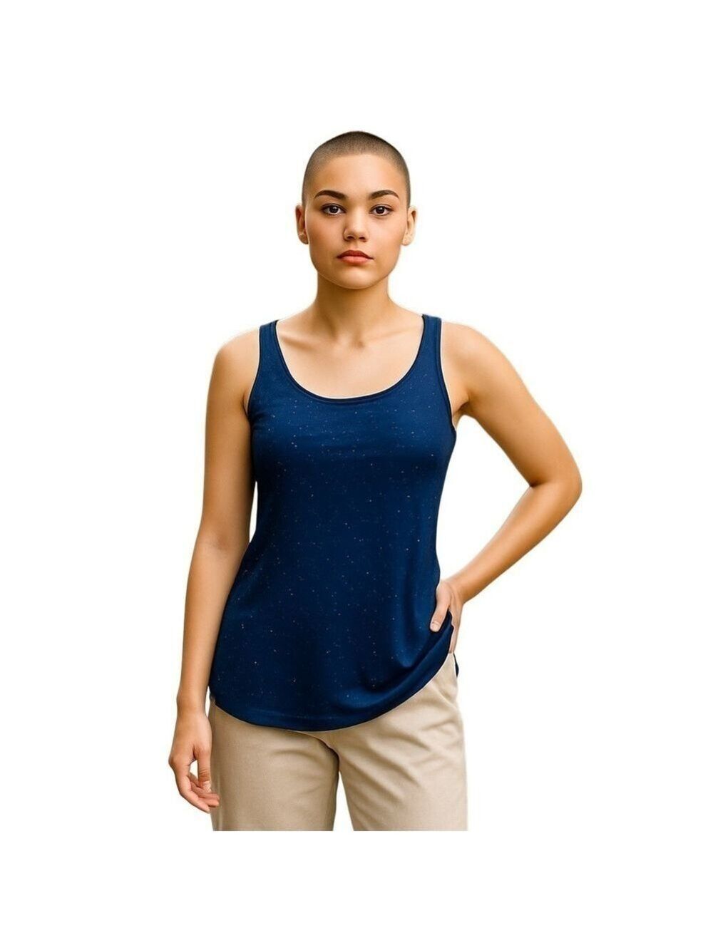 Michael Stars Blue Sequin Fitted Tank Top